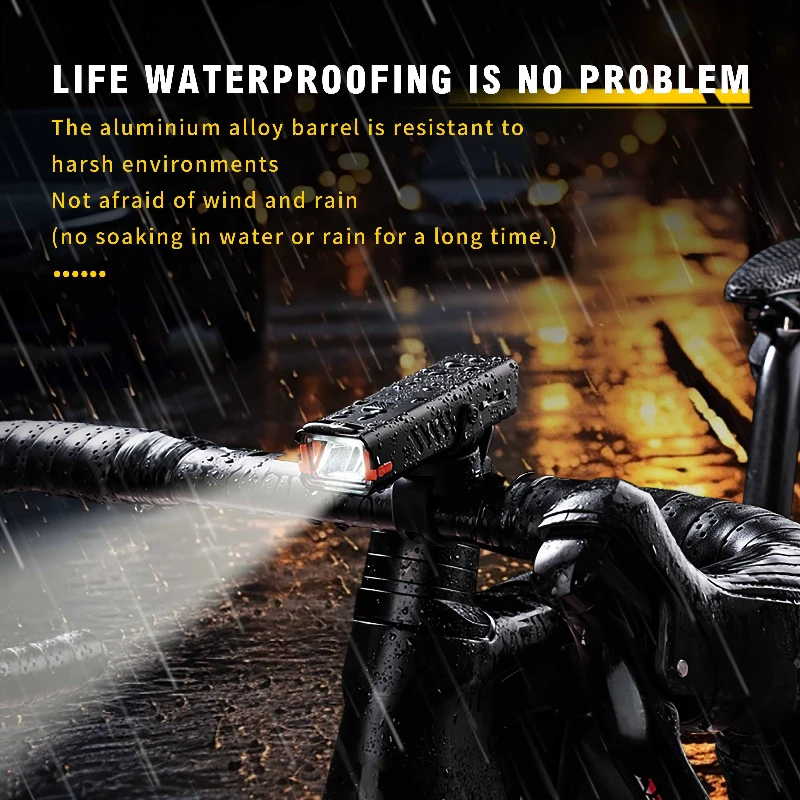 OFFBONDAGE Bicycle Light Bike Flashlight Rechargeable Bicycle Headlight Riding Safety MTB Display Battery Cycling Accessories