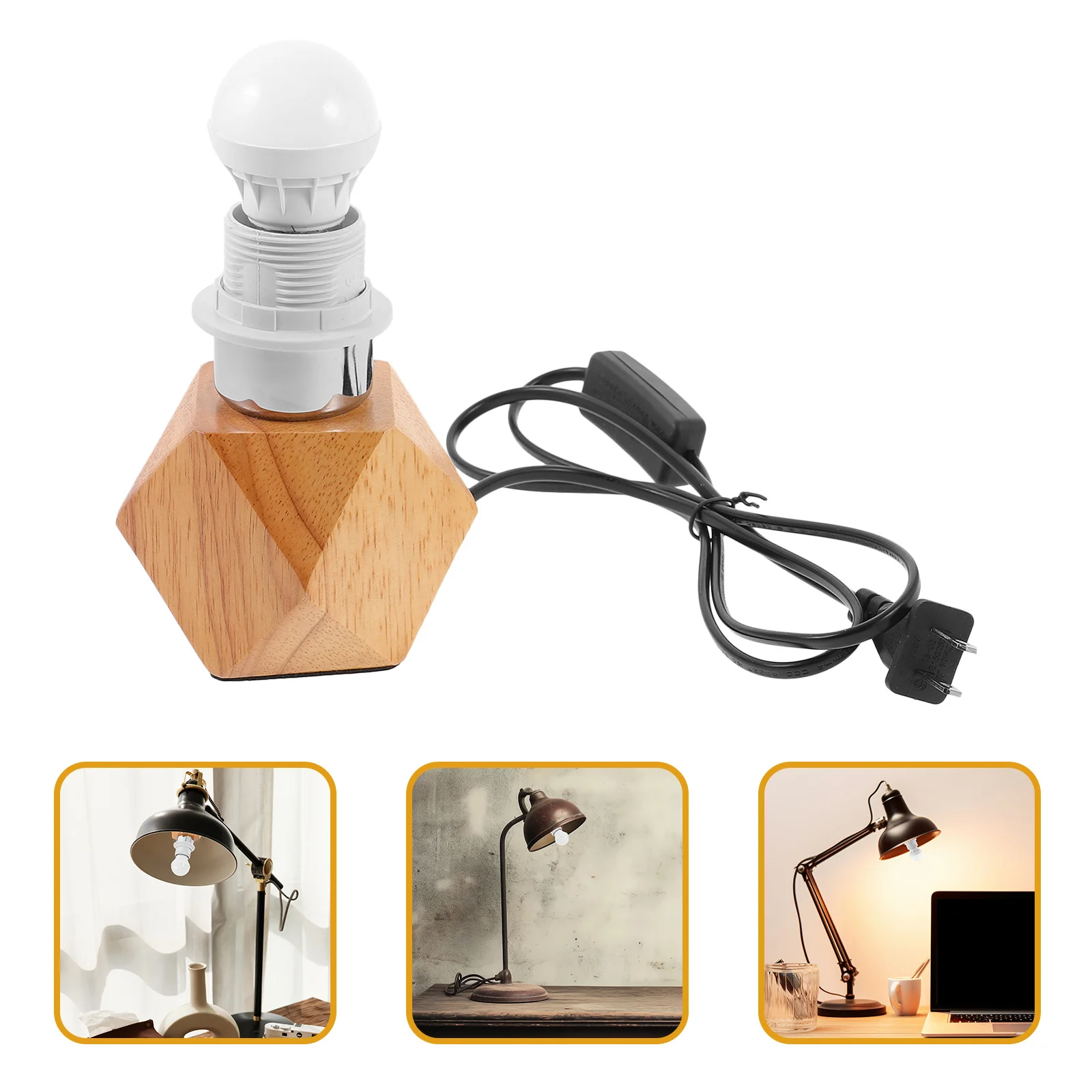 

1Pcs Simple Wooden Lamp Holder E27 Screw Socket Unique Light Accessory for Home Cafe Shop Wooden Light Holder Bulb Holding Head