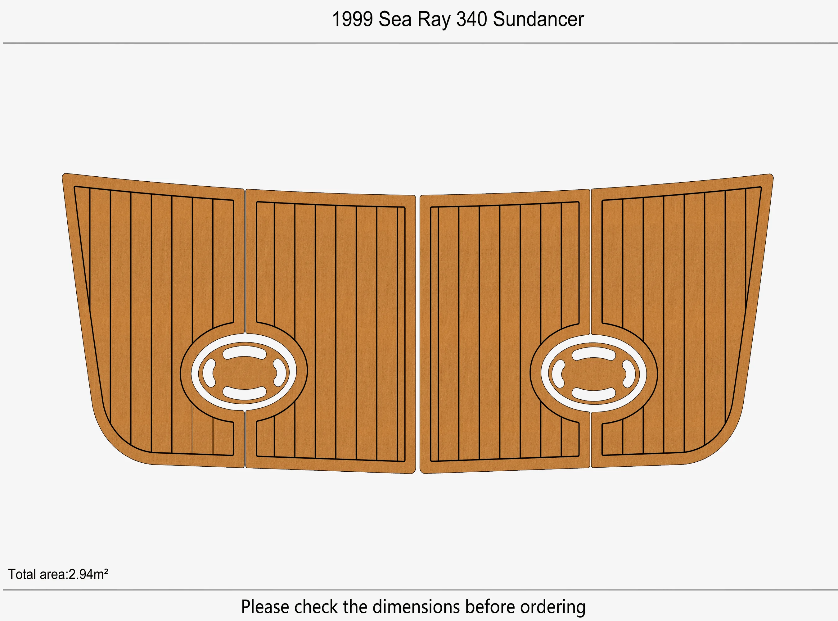 Anti-Skid EVA Faux Teak Self-Adhesive 6mm Boat Decking Pad for 1999 Sea Ray 340 Sundancer Yacht Cockpit Durable Marine Flooring