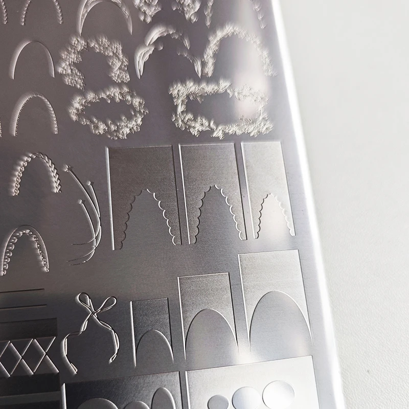 Nail Stamping Plates 14X9cm Nail Stamper Templates French Line Nail Stencils French Tip Wave Stripes Stainless Steel DIY Manicur