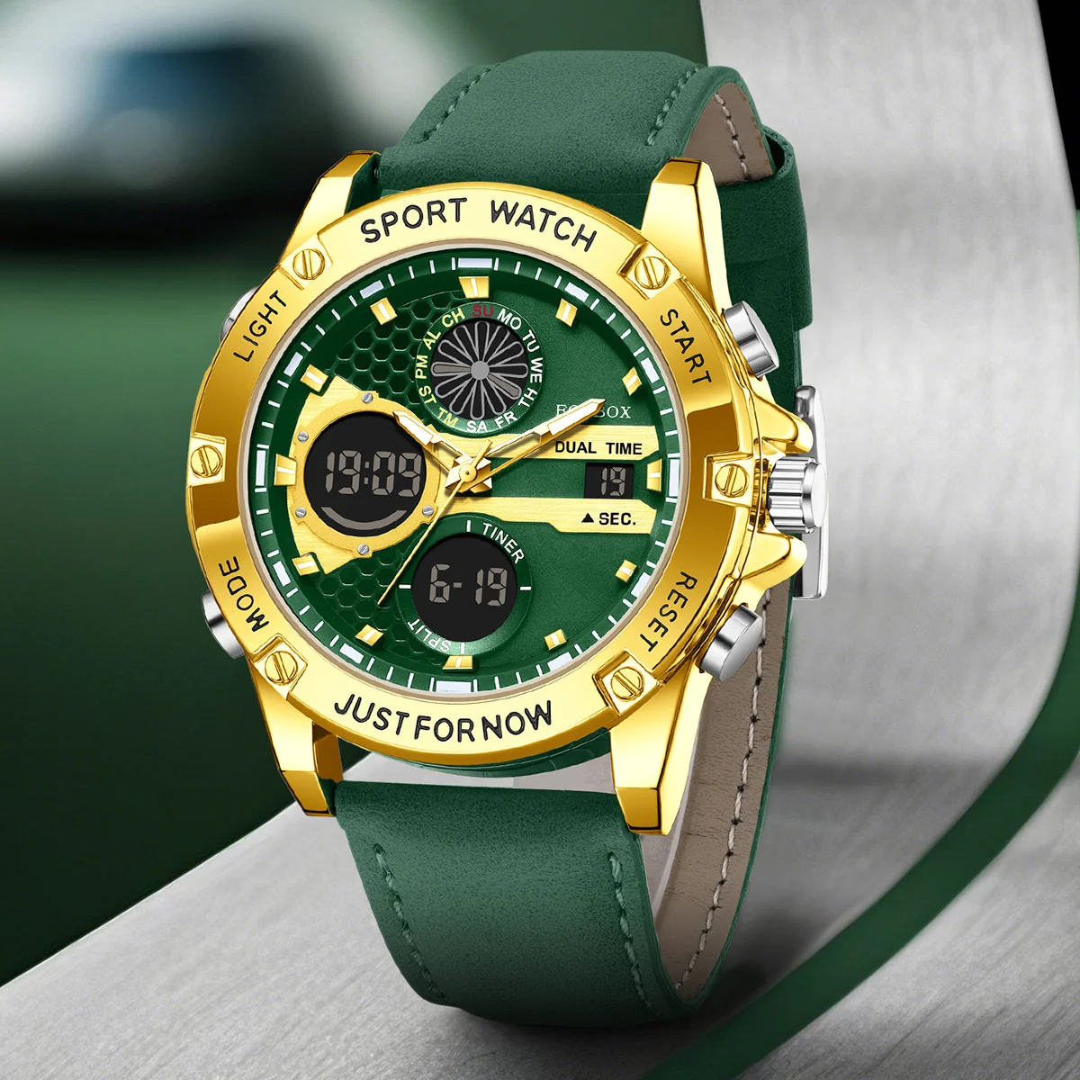 FOXBOX 2026 Men Watch Fashion Business Luminous Chronograph Quartz Wristwatch Waterproof Date Week Leather Strap Watches for Men