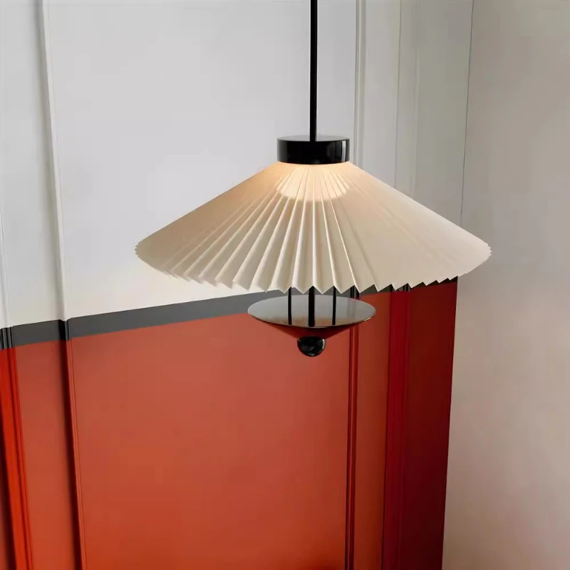 Japanese Designer Hashira Fan-Shaped Pendant Lamp For Living Room DiningRoom Bedroom Minimalist Cloth Lampshade Lighting Fixture