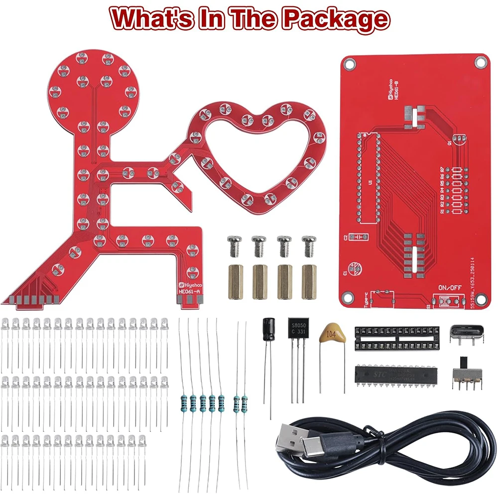 DIY Soldering Project Kit Love Proposal LED Soldering Practice Kit RGB LED Light DIY Electronic Kit for Beginners Diyers Student