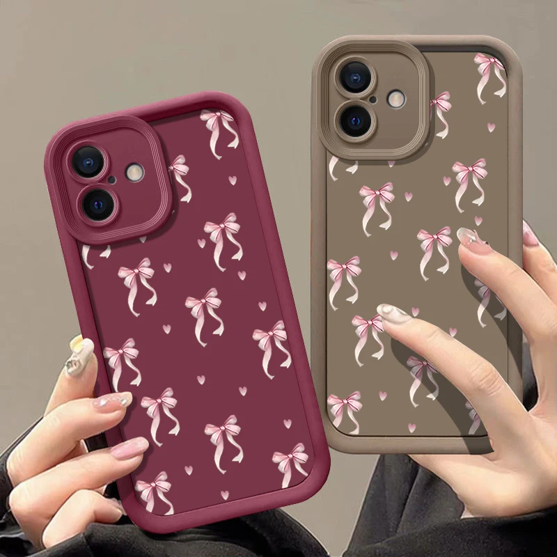 Stoßfeste, mit rosa Schleifenmuster bedruckte Hülle für iPhone 18 Pro Max, 17, 17e, 16, 15, 14, 13, 12, 11 Pro Max, 16e – weiche Silikon-TPU-Handyhülle. – Detail 2