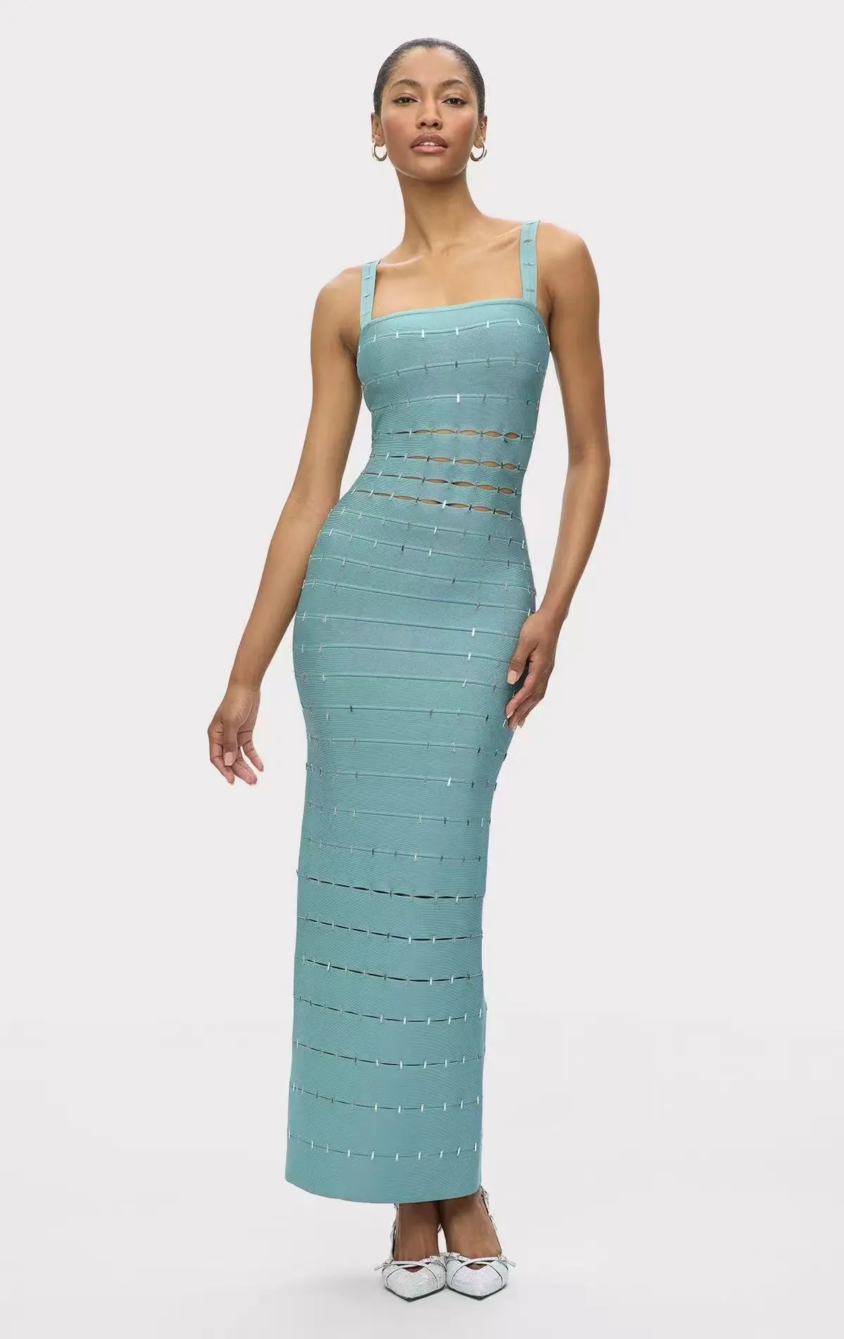 high slit backless dress Cinderella Divine CD0220 Ladivine Fitted Full Sequin Gown, Rose gold / 6 main image 1