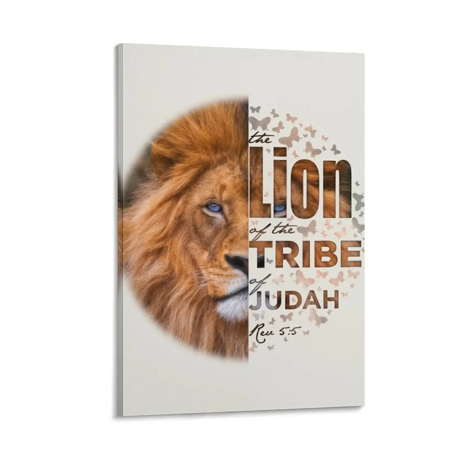 

Lion of Judah with butterflies on white Canvas Painting room decorations for men anime figure wall decoration paintings