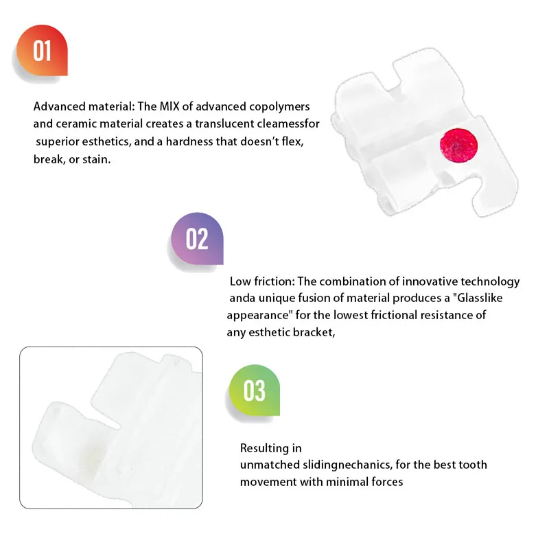 20 Teile/schachtel Dental Keramik Klammern Kieferorthopädische Standard Hosenträger Roth/MBT 0,022 mit 345 Haken Zahnarzt Produkt Zahnmedizin