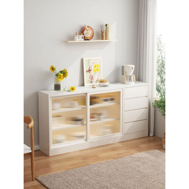 Slate dining side cabinet modern simple integrated wall kitchen storage storage cabinet tea cabinet sliding door chest cupboard