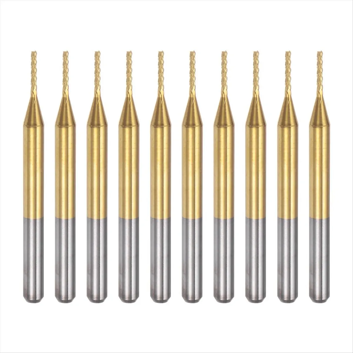 ABFW 10PCS Titanium Coat Carbide End Mill Engraving Milling Cutter CNC Router Bits for PCB Machine, 1/8 Inch Shank 0.9Mm