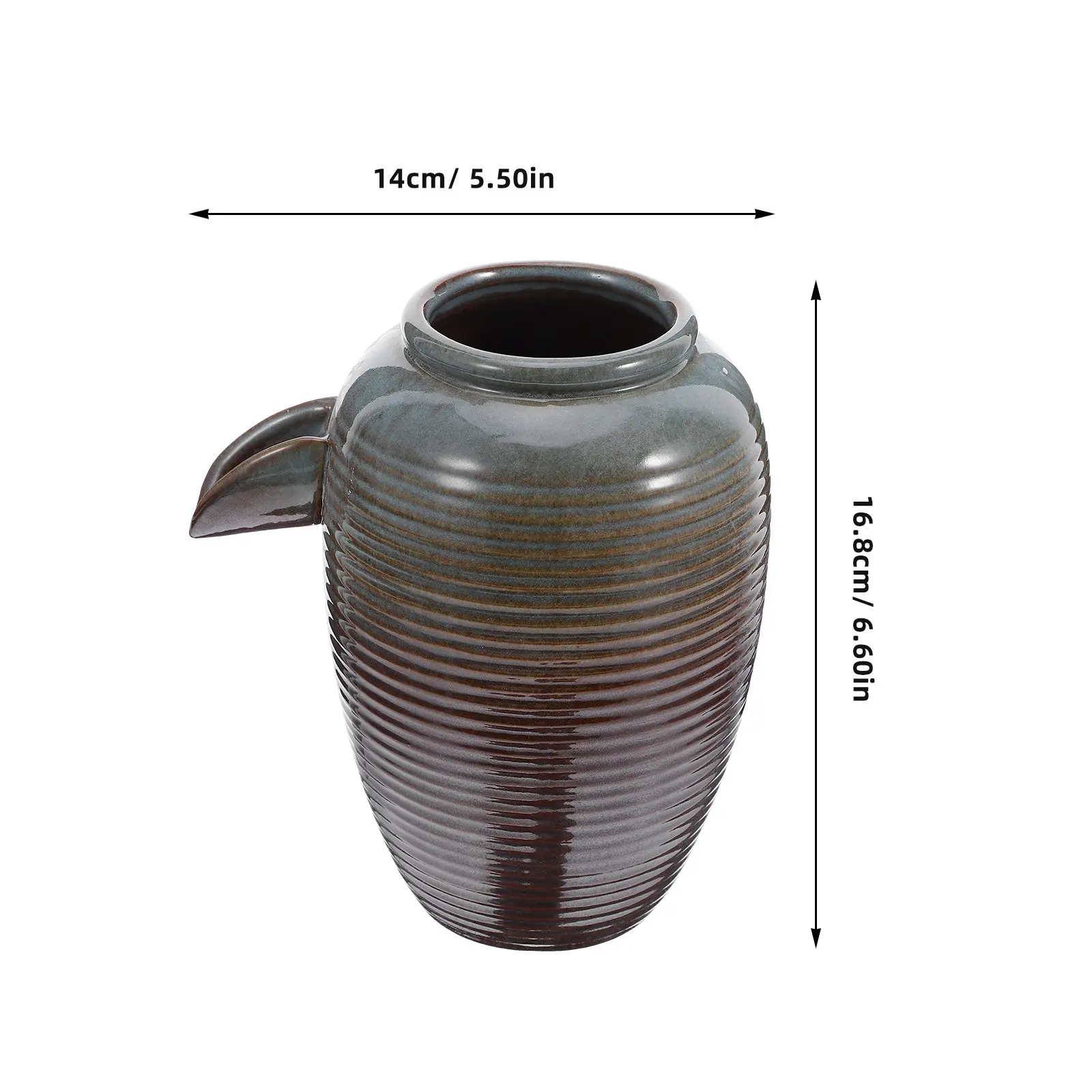 No Pump Ceramic Jar Fish Tank Fountain Circulation Outdoor Garden Water Feature Tabletop Aquarium Ornament Tabletop Aquarium