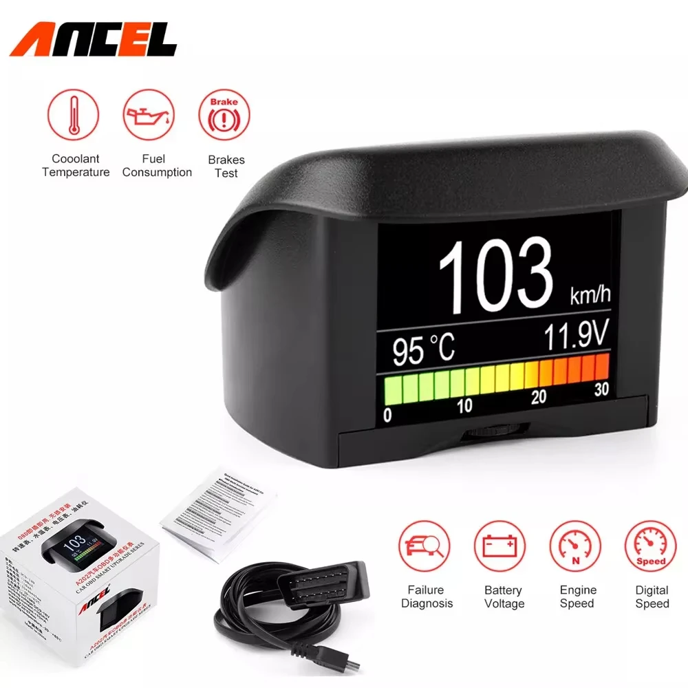 ANCEL A202 OBD2 Car Digital Scanner Tester  Display Speed Fuel Consumption Temperature Gauge Code Reader Diagnostic Tools