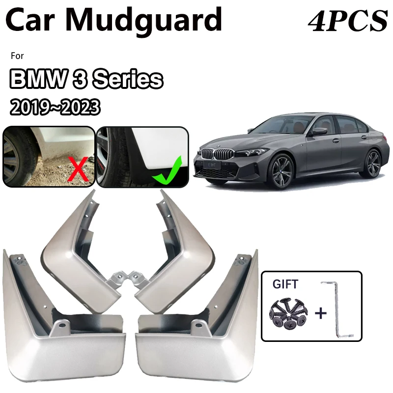 Car Rear Wheel Fender For BMW 3 Series G20 Accessories 2019~2023 4x Baking Paint MudFlaps Front Mudguard Mud Guards Splash Flaps