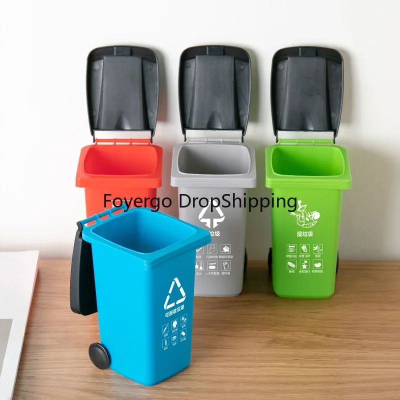 Mini Small Green PP Sorting Garbage Bin Bedroom Desk Recycling Trash Bin Car Recycling Plastic Lixeira Pia Cleaning Tools Gift