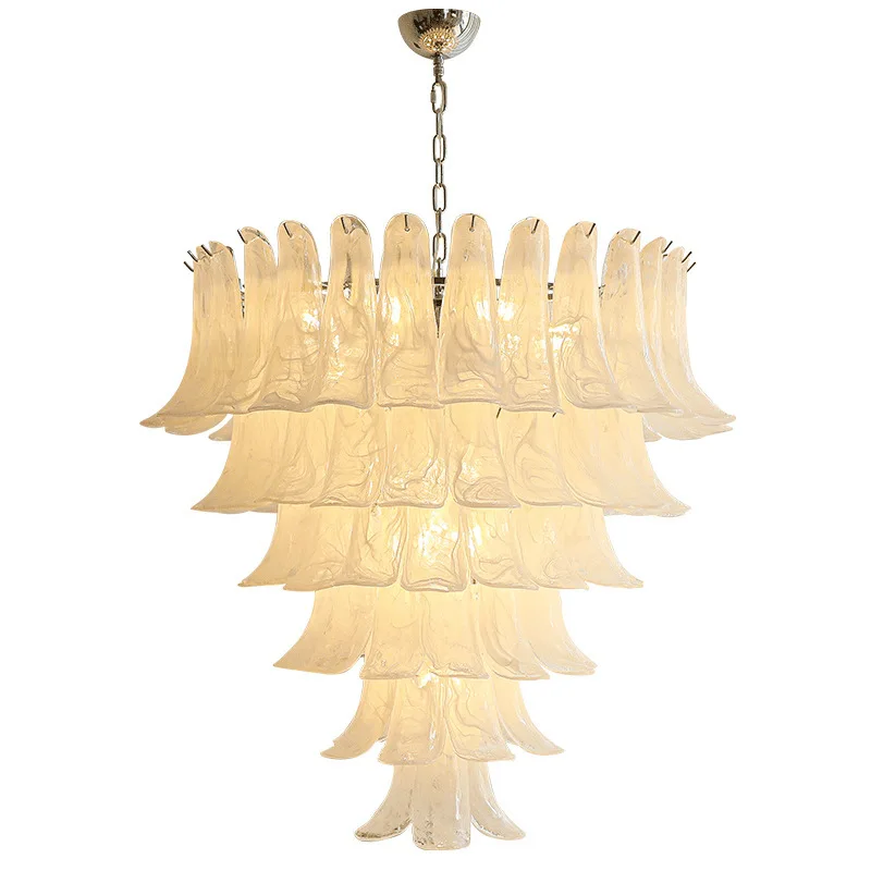 Glass chandelier light luxury duplex staircase chandelier bedroom living room building mid-floor lamp