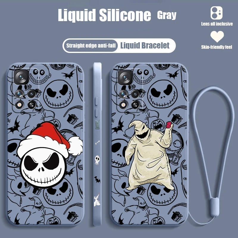 The Nightmare Before Christmas Cute For Xiaomi Redmi Note 13 12 11T 11S 11E 10S 10T 10 Pro Plus Lite Liquid Left Rope