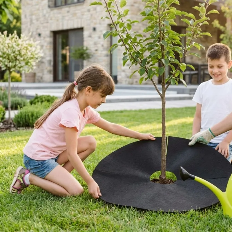 Non-Woven Tree Mulch Rings Weeding Barrier Protector Mats Reusable Root Protection Pads Covers Garden Supplies 15/25/32/42/52cm