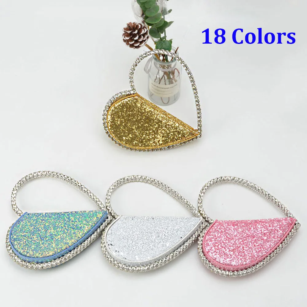 13 Colors Silver/Pink/Red Heart Shape Shiny Clutch Bags Crystal Ladies Party Dinner Diamond Purse Hard Women's Evening Clutches