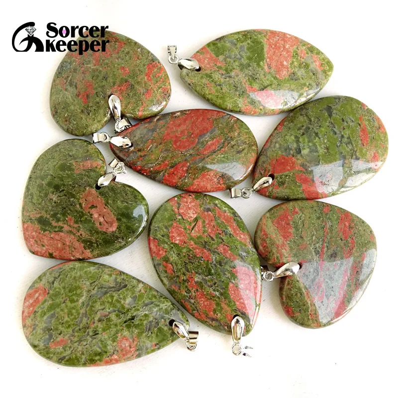 Wholesale Women Man Jewelry Vintage Big Natural Green Unakite Stone Beads Necklaces & Pendants Fashion Fine Bijoux For Men BE310