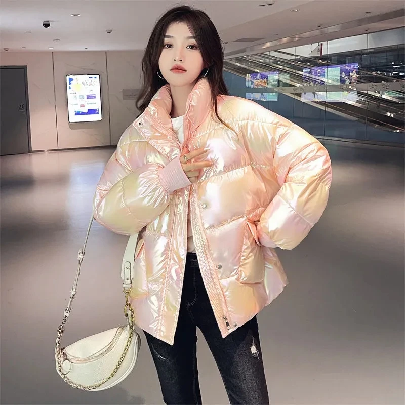 

2024 New Women's Warm Thick Down Jacket Winter Glossy Loose Bread Coat Female Winter Parkas Coat Fashion Female Overcoat Outwear