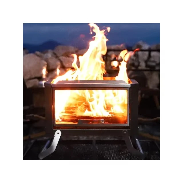 Dual Combustion Camping Stove Stainless Steel Foldable Fire Pit for Outdoor BBQ Bonfire Portable Design