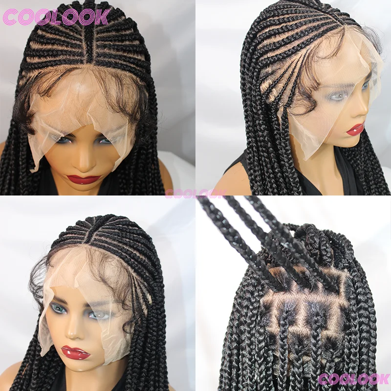 32 "كورنو فولاني شعر مستعار مضفر بيروكات صناعية للنساء السود شعر مستعار دانتيل شفاف الضفائر شعر مستعار أفريقي #5