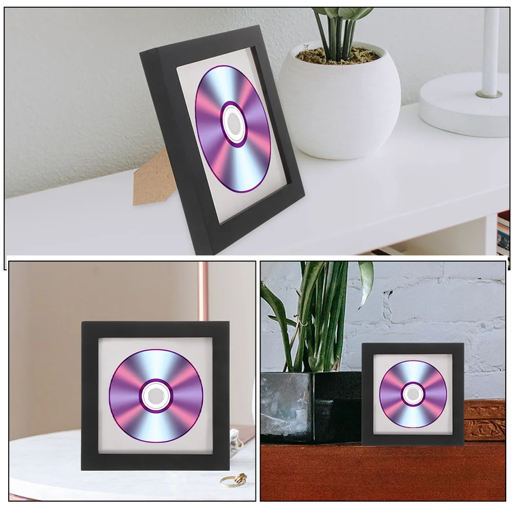 Sleek CD Display Frame for Displaying CDs and Photos Modern Tabletop Wooden Frame Multi-use Photo Display Frame Vinyl Record