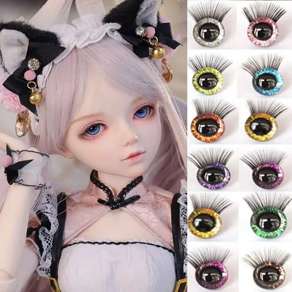 

New 12mm Plastic Safety Eyes 10 Colors Doll Accessories Glitter Crystal Eyes Eyes with Eyelash Doll Accessories