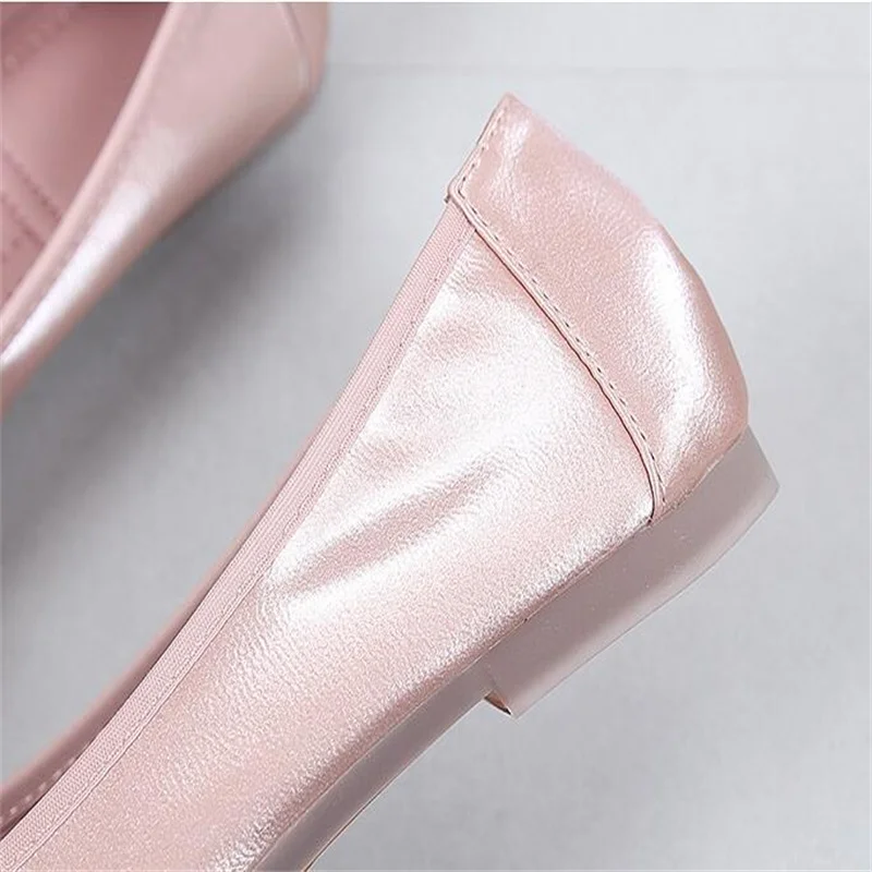 Flats Shoes Women Summer Slip On Ballet Flats Dress Shoes PU Leather Fashion Ballerina Shoes For Women 42 43 44