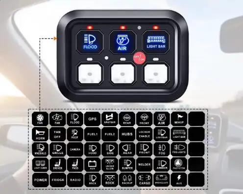 6-position switch panel universal circuit control relay system with automatic dimming suitable for automotive cards, ships