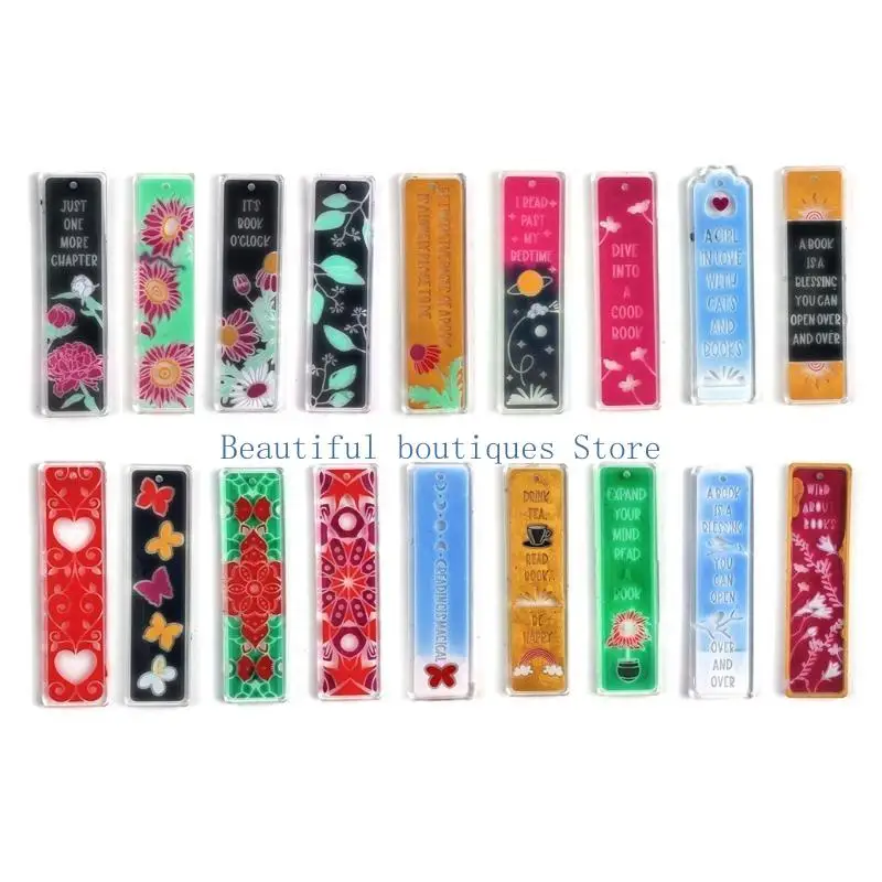 U4LF Large Small Rectangular Flower Silicone Bookmarks Mold with Hole Making Epoxy Resin Jewelry DIY Crafts Mold for Crafts