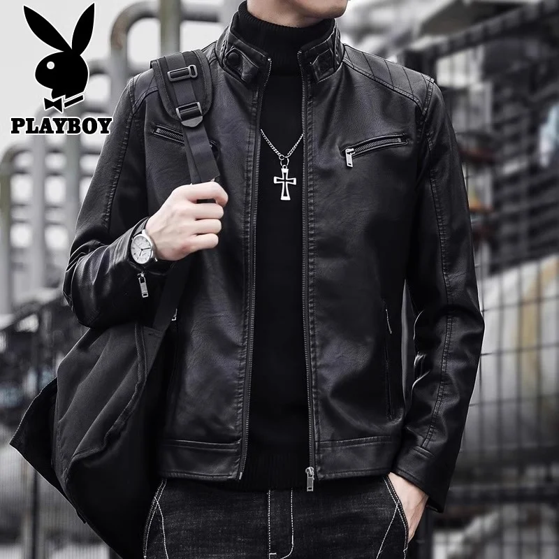 

Мужская кожаная куртка-косуха, повседневная, свободного кроя, с длинными рукавами, на молнии, новая модная коллекция Весна 2026