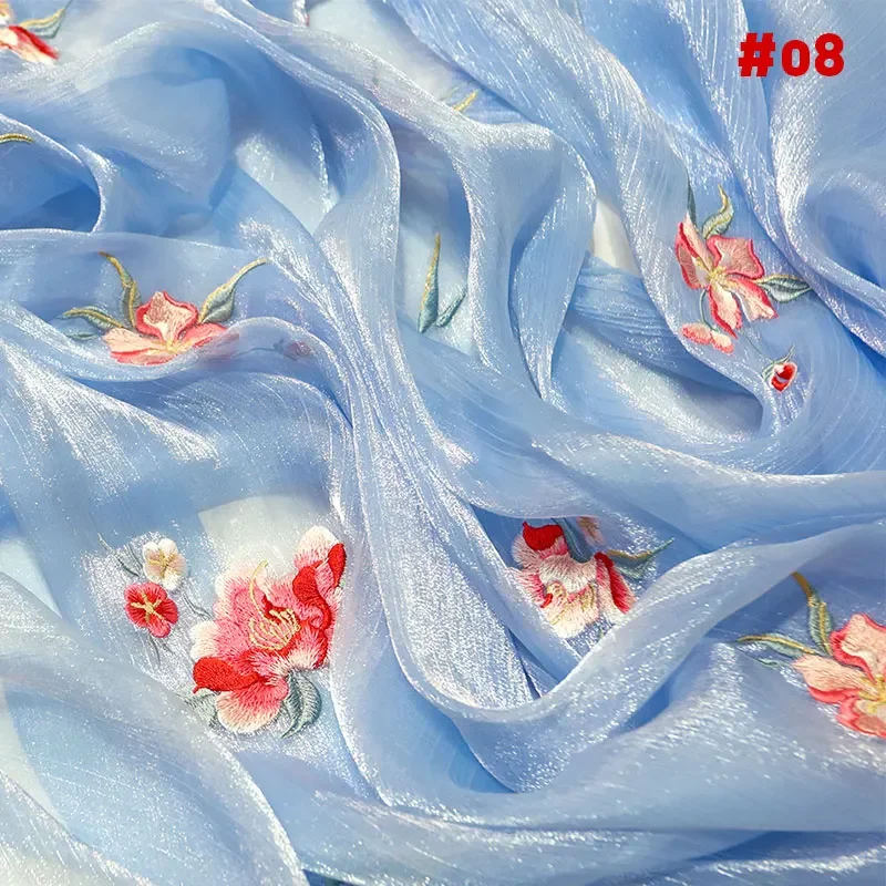 

Chinese Peony Embroidery Fabric DIY Hanfu Ancient Style Cheongsam Fabric Skirt Children's Clothing Baby Clothes Designer Fabric