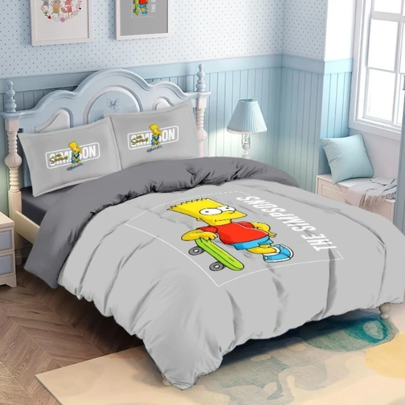 The Simpsons Bart Homer Maggie Anime Zweidimensionales Bettwäsche-Set Vierteiliges Set Junior High Dormitory Bettbezug Dreiteiliges Set – Detail 2