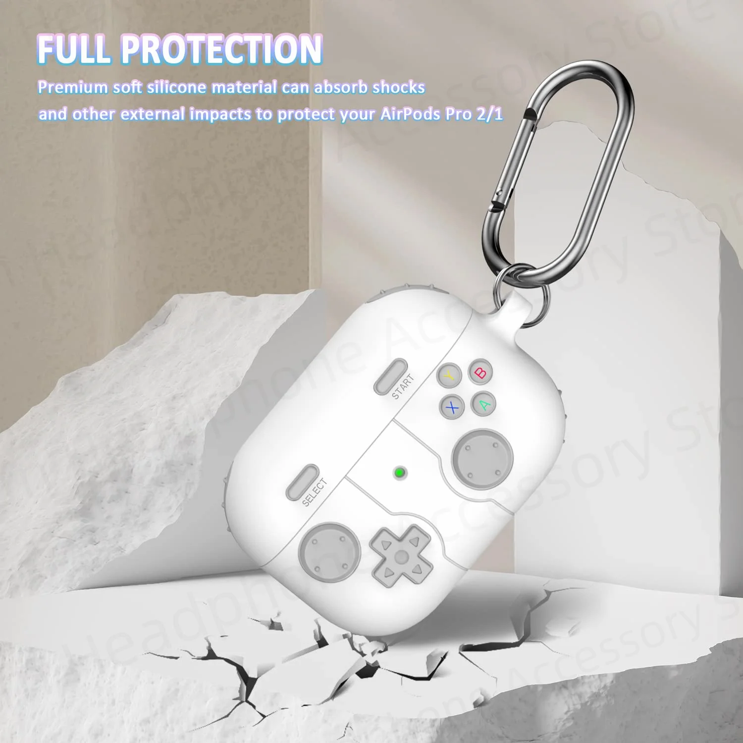 Para airpod 4th case 2024 3d gamepad capa de silicone com kit de limpeza [led frontal invisível] para airpods 3 pro 2 1 pro2 usb c