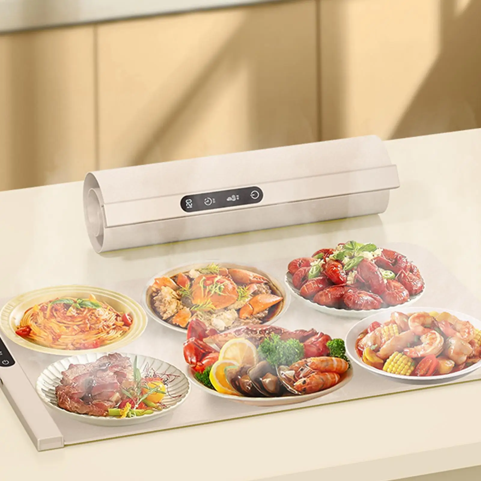 Food Warmer Pad Foldable Silicone Heating Pad Portable Meal Cart Insulation Pad 6-Level Temperature Adjustment