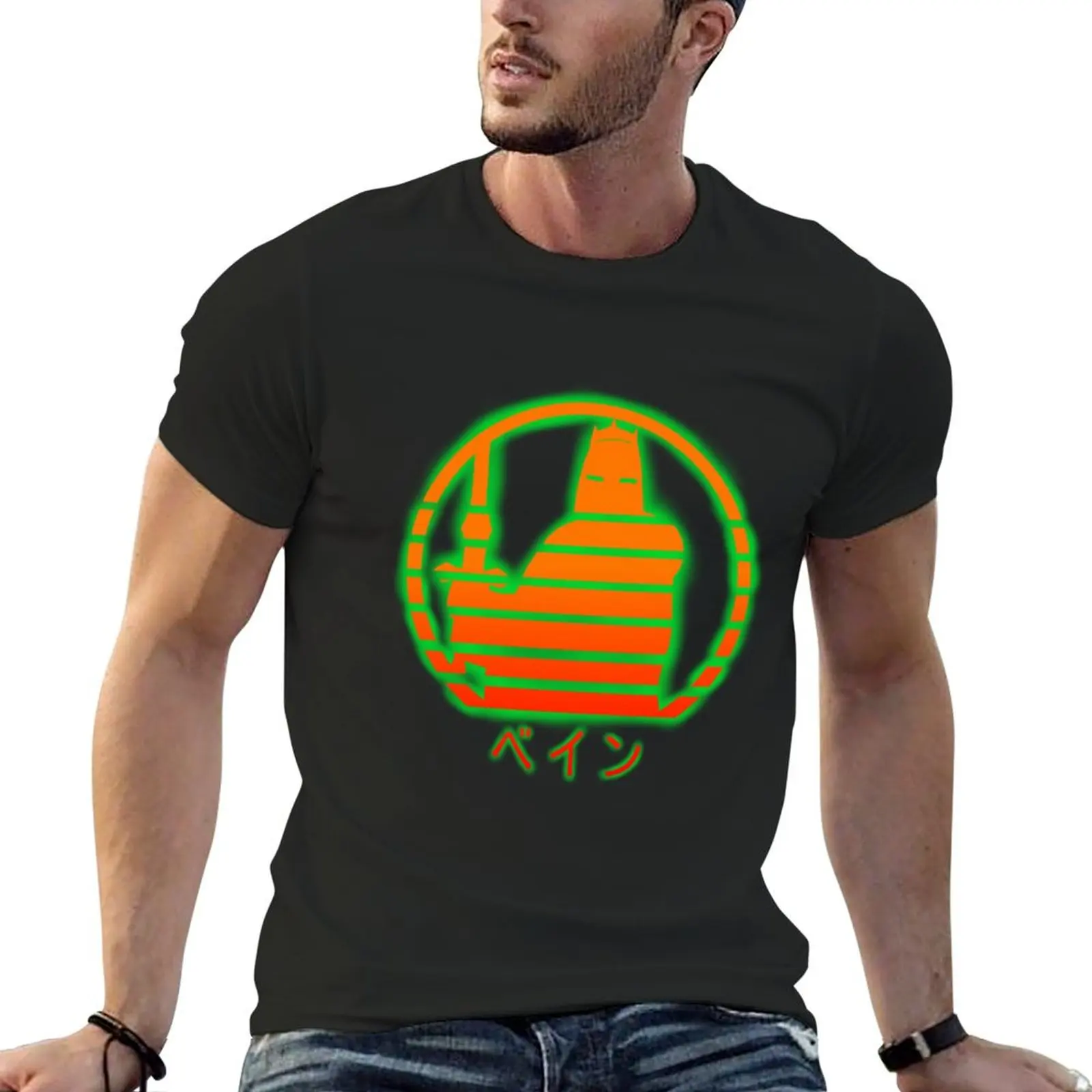 

banecrux retro orange and green japanese text T-Shirt summer 2025 customs kawaii clothes mens graphic t-shirts funny