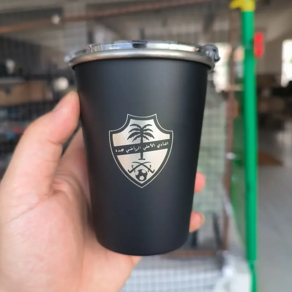 Saudi Arabia Football Team Logo New 304 Stainless Steel Beer Mug Outdoor Camping Coffee Mug Wholesale 345ml