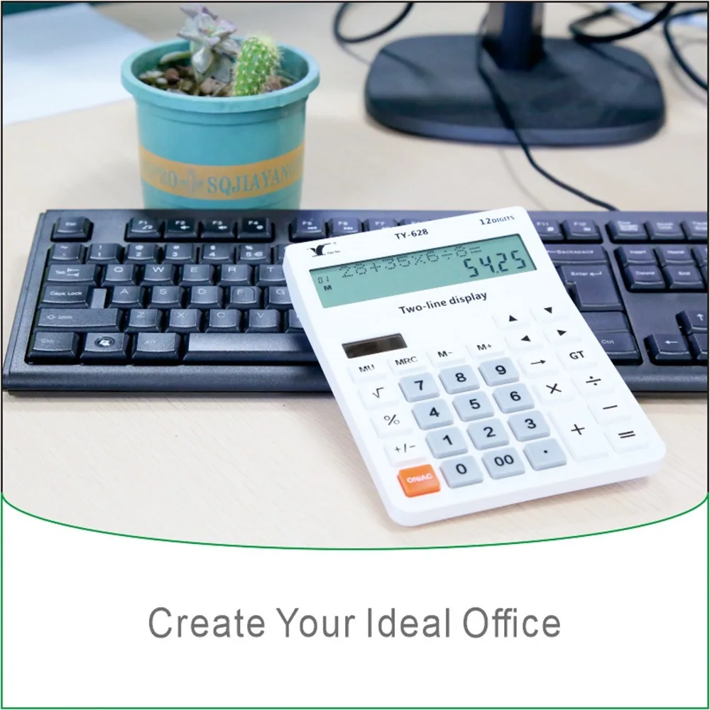 ABS Desktop Calculator Big Button Solar Power Mechanical Calculator Battery Operated 12 Digit 4 Function Calculator School