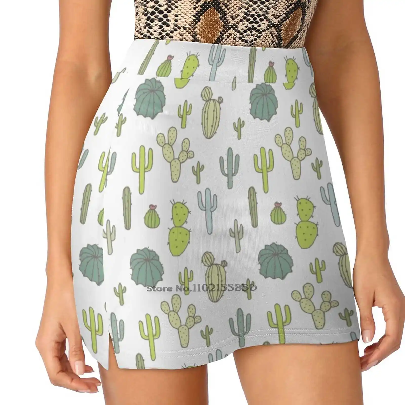 Cactussen Print Vrouwen Sport Rok Tennis Golf Dans Fitness Running Yoga Rokken Cactus Cactussen Roze Trendy Moderne Groene Jungle