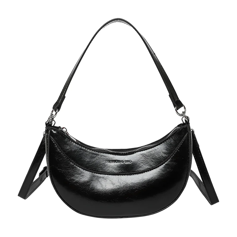 

Женская сумка в форме полумесяца из искусственной кожи, большая вместительная сумка-хобо в форме полумесяца, простая большая сумка на молнии, кошелек на плечо с регулируемым ремешком