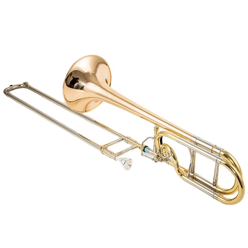 BB Tone Trombone Electrophoresis Gold Finish Copper Bell Midrange Sound Wind Instrument For Beginner Band Practice