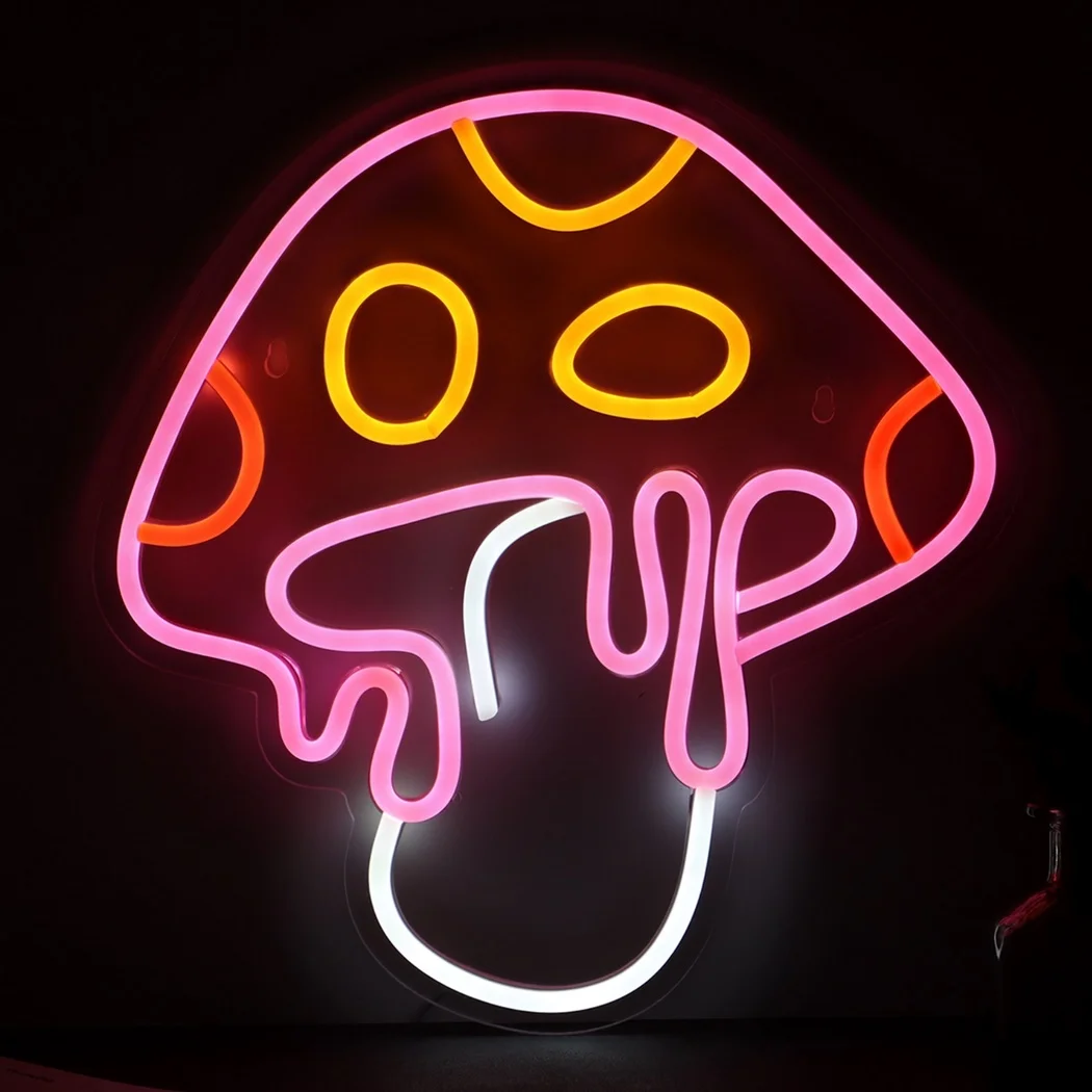 colorido led cogumelo neon light sign 3d wall art wall decor 10 niveis de brilho 10 a 100 01