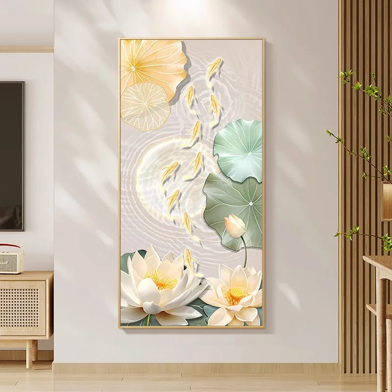 

Современный простой набор для вышивания крестиком: Карп, ручная вышивка, вертикальная версия для гостиной, хлопковая ткань, пейзажный узор, корейский бренд