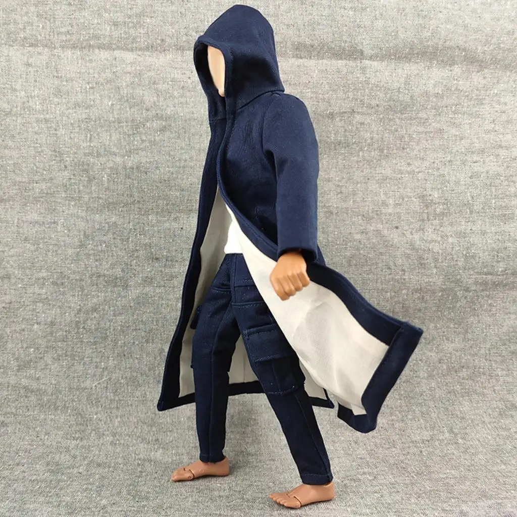 

1/6 Scale Figure Doll Hoodie Trench Coat Miniature Soldier Costume Long Cape for