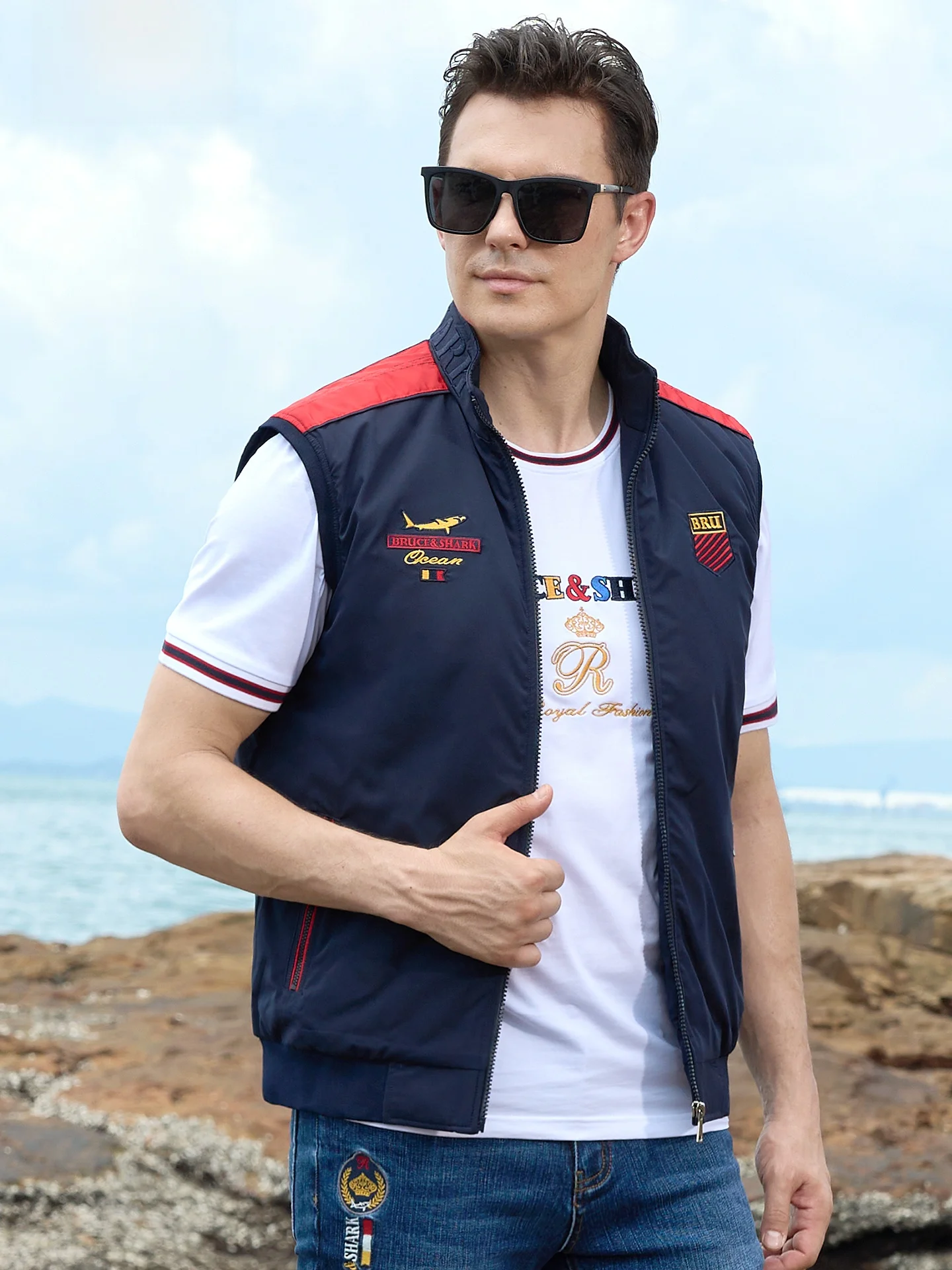 

Bruce & ark Men's Thiened Cotton Jaet Winter Faion Ci Sle Travel Suitable Polyester Fiber Zipper Closure Pure Color