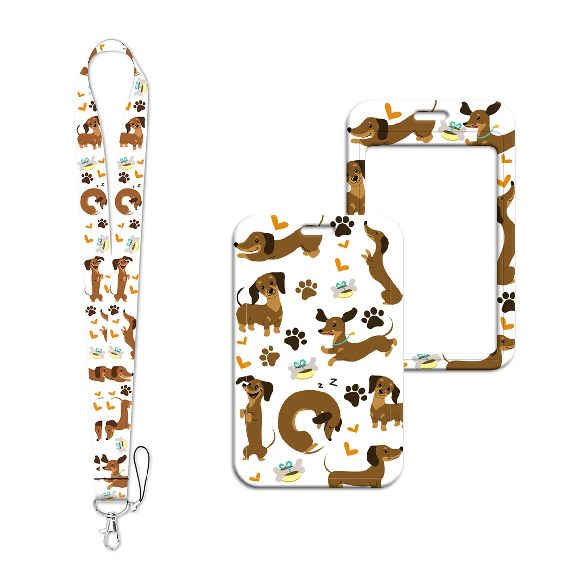 Cute Pet Dog Lanyard Neck Strap Keychain Cartoon Animal Card Cover Badge Holder Mobile Phone Hang Rope Keyring Accessories Gifts