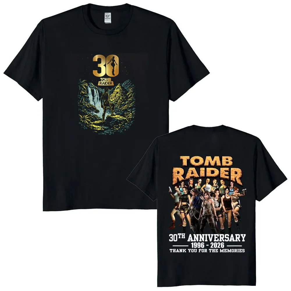 Camiseta unisex de Tomb Raider para el 30 aniversario del juego, estilo retro vintage 1996-2026, regalo para fanáticos de videojuegos, ropa casual de calle.