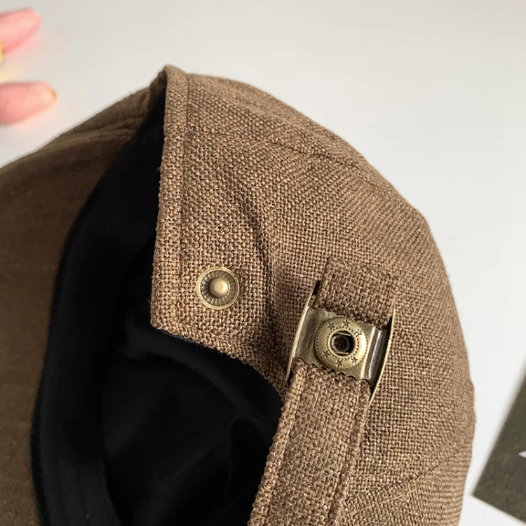 Vintage Y2K Damen und Mädchen Baumwolle Leinen Newsboy Cap koreanischen Stil Baskenmütze atmungsaktiv Sommer Frühling Herbst Hut – Detail 13