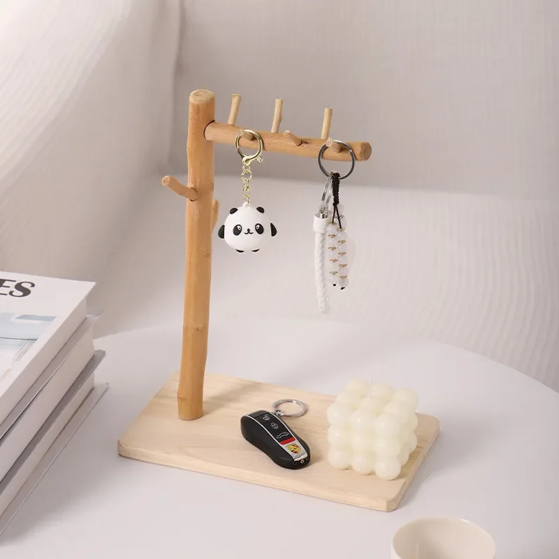 Entry entrance log key storage rack ornament, living room shoe cabinet home decoration desktop shelf tray creative 4