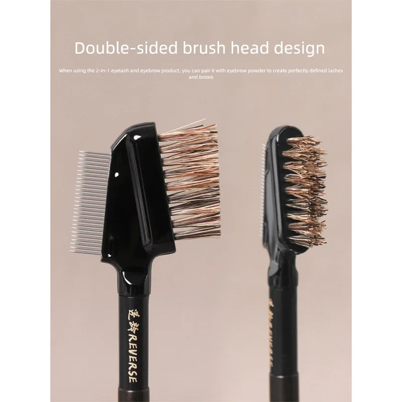 Anti-aging Sandalwood T73 Dual-sided And Stainless Steel Comb Boar Bristle Wild Eyebrow Eyelash Brush